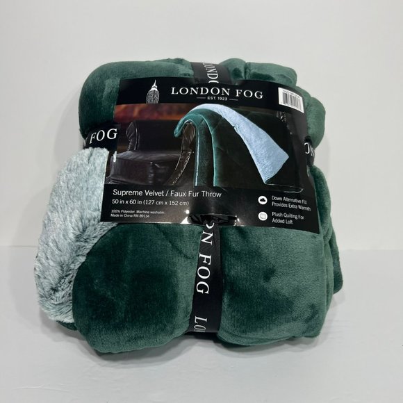 London Fog Bedding London Fog Supreme Velvet Faux Fur Throw Green Poshmark